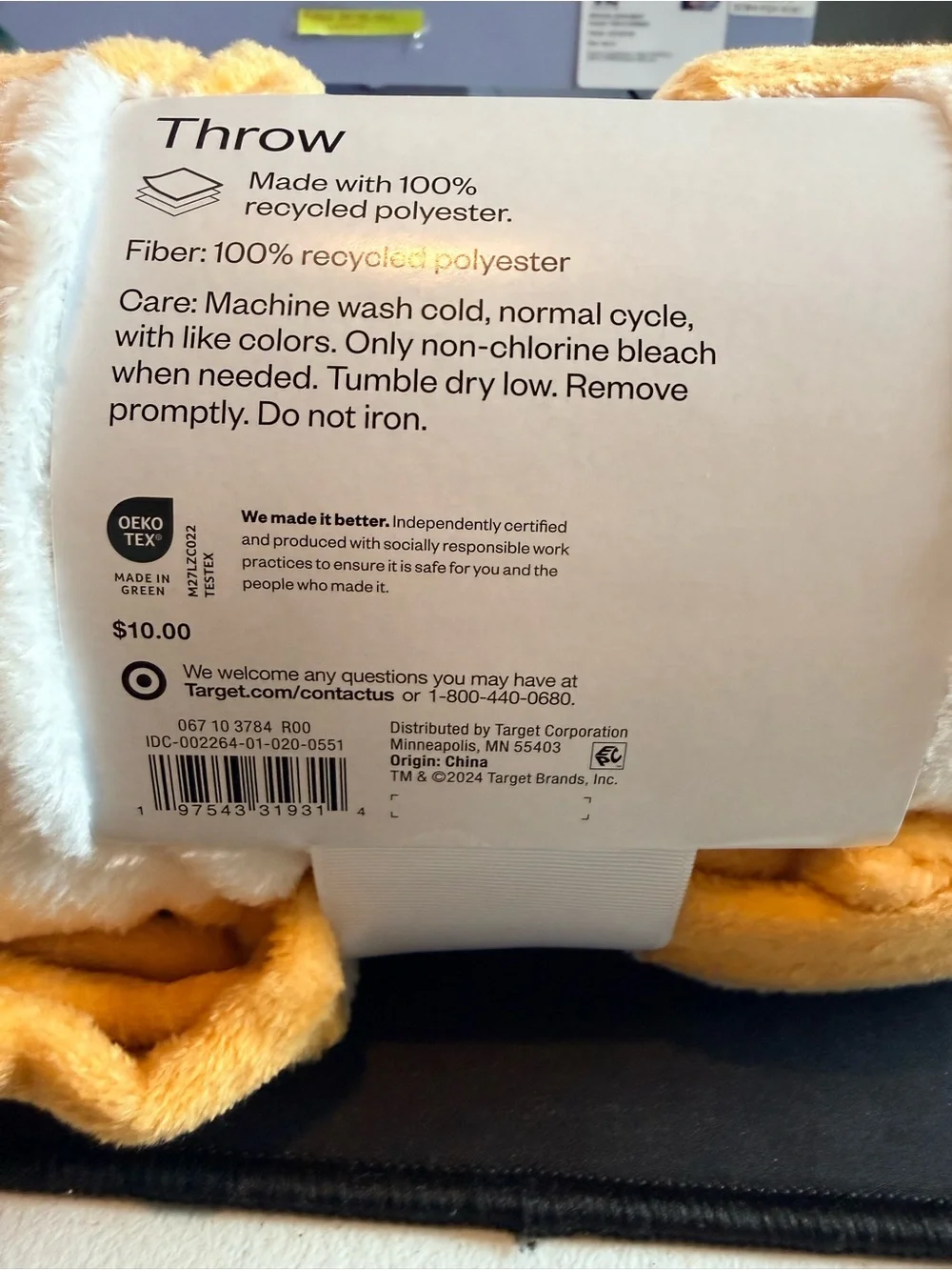 Target Yellow and White Striped Plush Throw Blanket